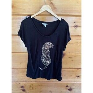 Tattoo Style Crew Neck Short Sleeve Tee T Shirt Sequen Jersey Viscose Black H&M